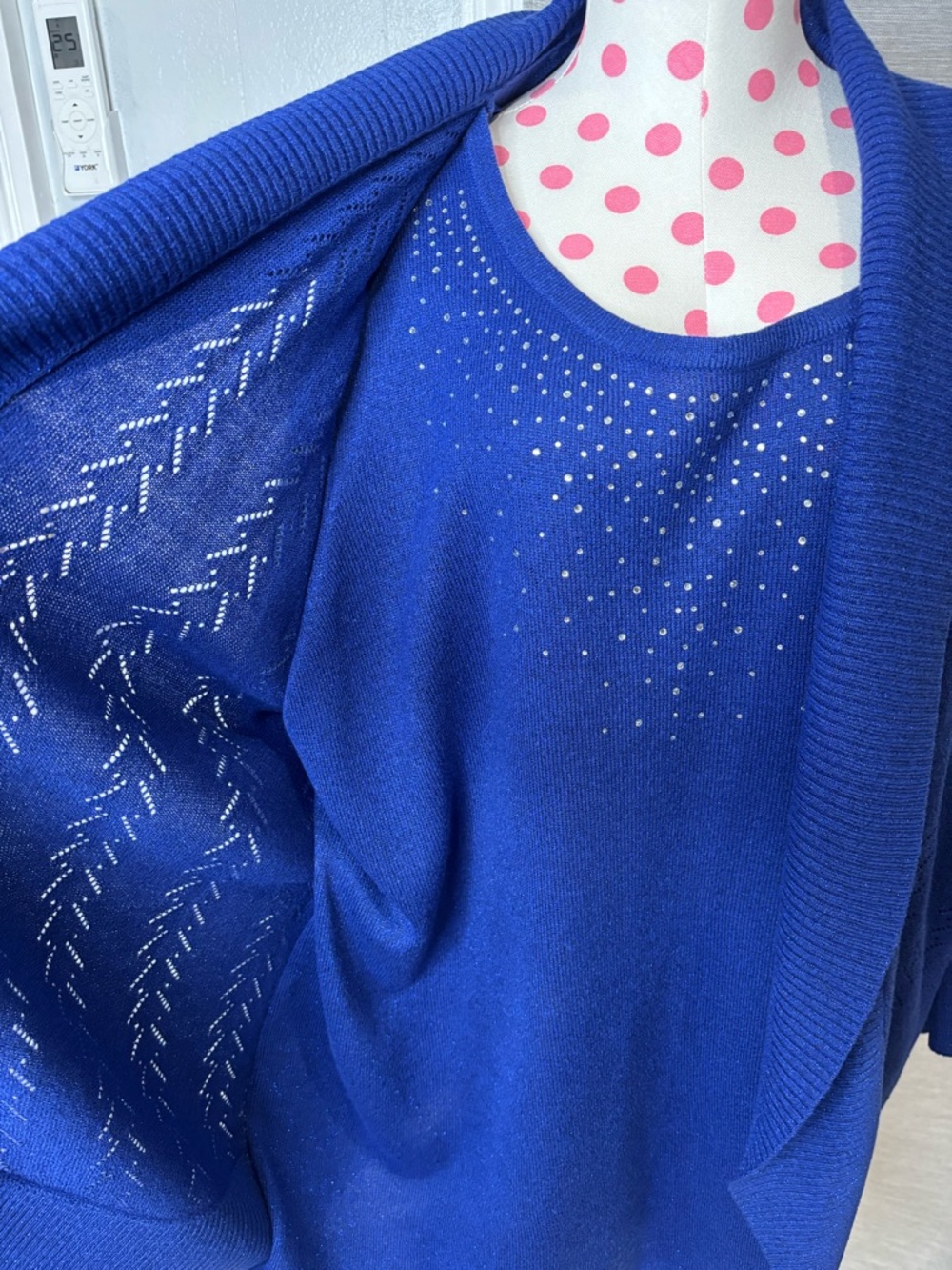 Laura Scott Royal Blue Open-Front Cardigan with Embellished Knit Top - Picture 2 of 7